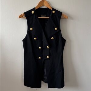 Vintage Louben Black Vest with Gold Buttons